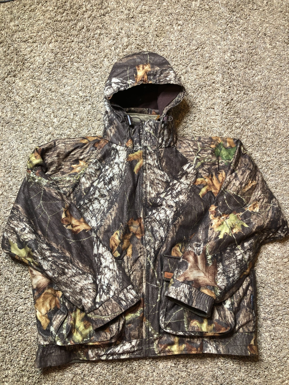 Woolrich Jacket Mens XL Green Camo Reversible Hooded Thermore Insulated